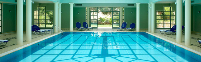 the indoor pool space of Kalimera Kriti Hotel, Sisi Crete