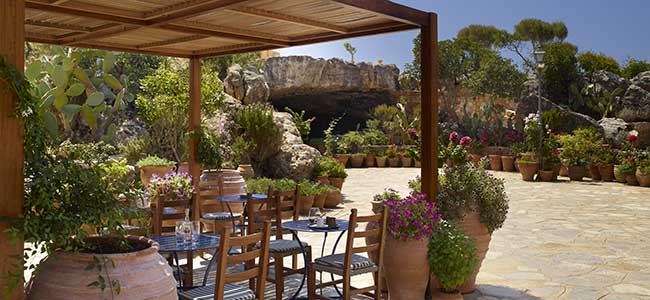 greek Kafenion and wine taste space in Kalimera Kriti Hotel near the cave