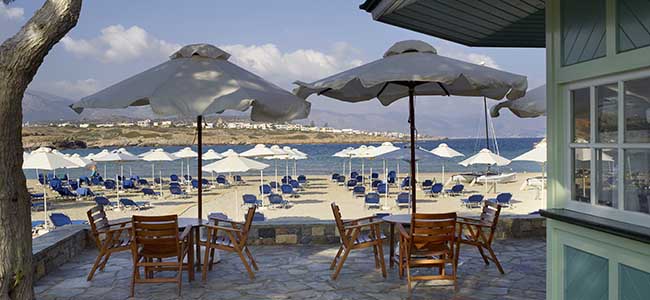 seaside Beach Bar with sunbeds and umbrellas