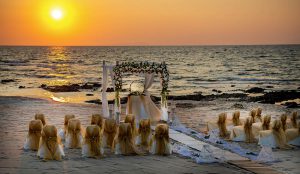 Beach wedding sunset