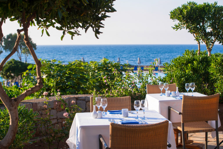 romantic photo with sea view of Kalimera Kriti Hotel's Main Restaurant