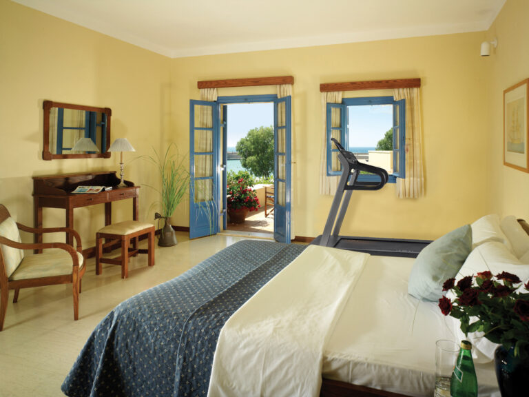 internal space of seafront bungalow with private gym in Kalimera Kriti Hotel
